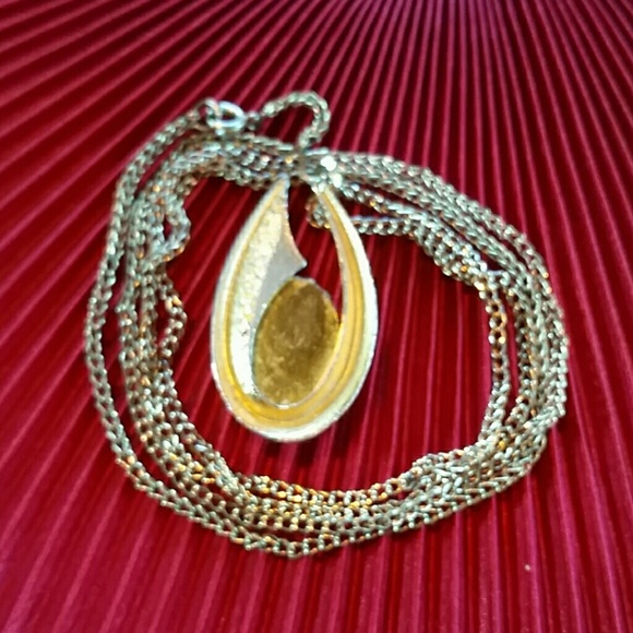 VINTAGE AGATE PENDANT & CHAIN - Picture 3 of 4